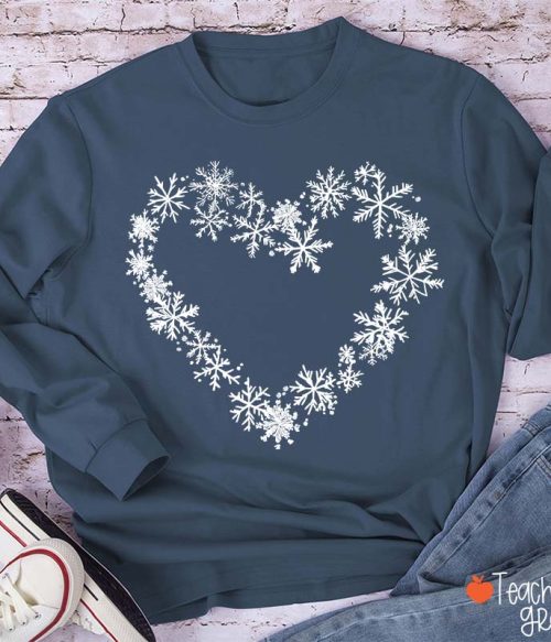 Snowflakes Heart TeacherLong Sleeve T-Shirt