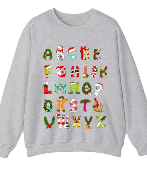 Christmas Alphabet All The Cute Things In Christmas Teacher Sweatshirt