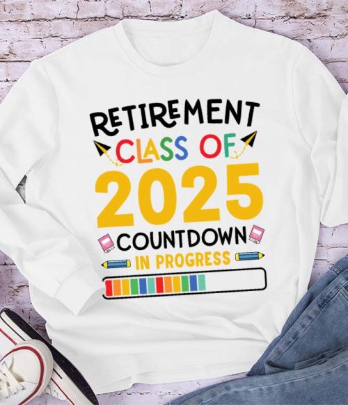 Personalized Countdown On Progress Retirement Teacher Long Sleeve T-Shirt