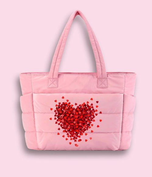Let Love Fill Your Heart Teacher Puffy Tote Bag
