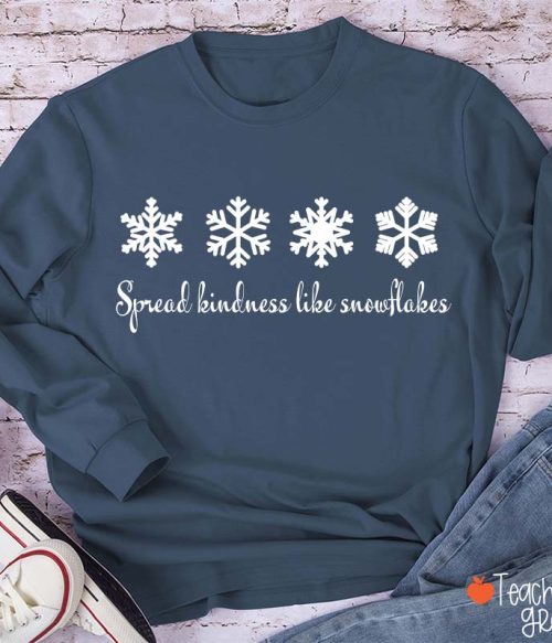 Spread Kindness Like Snowflakes Christmas Teacher Long Sleeve T-Shirt
