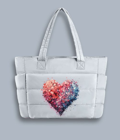 Bubble Heart Teacher Puffy Tote Bag