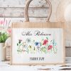 Personalized Flower Teacher Stuff Teacher Jute Lunch Bag