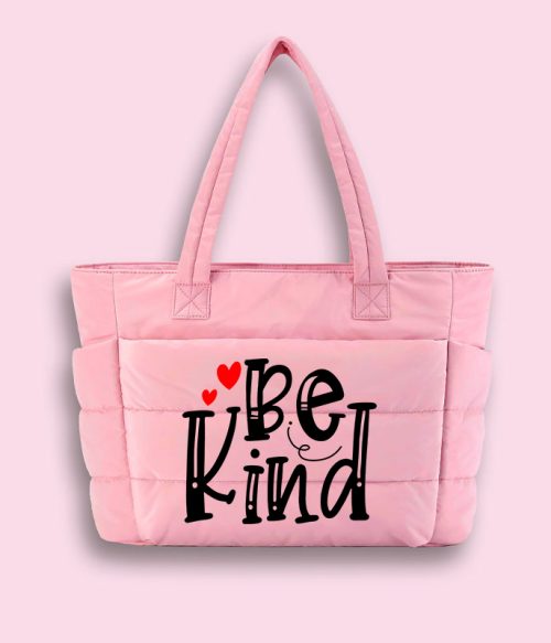 Be Kind Red Heart Teacher Puffy Tote Bag