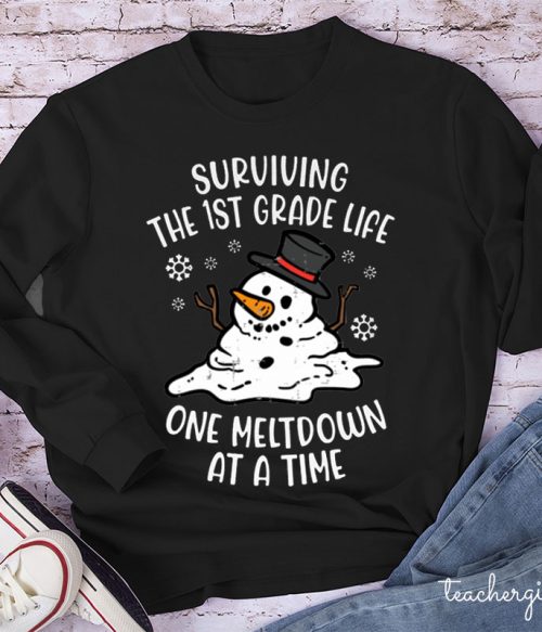 Personalized Surviving The Teacher Life One Meltdown At A Time Teacher Long Sleeve T-Shirt