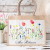 Personalized Wild Flower Teacher Jute Lunch Bag