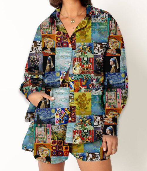 Famous Paintings Display Teacher Long Sleeve Shirt And Shorts Set