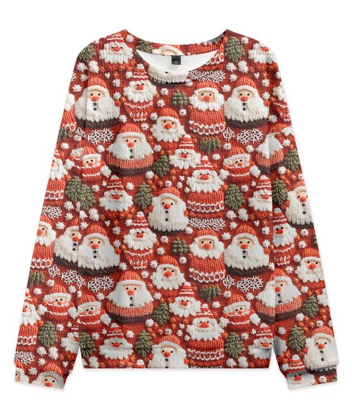 Cute Santa Red Christmas Teacher Cable Knit Sweatshirt