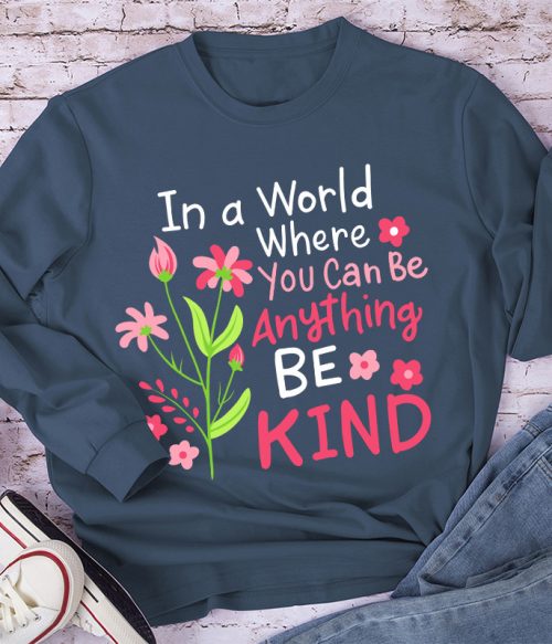Be Kind Pink Flower Teacher Long Sleeve T-Shirt
