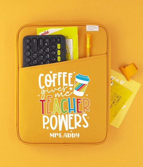 Personalized Coffee Gives Me Teacher Powers 13" MacBook Case
