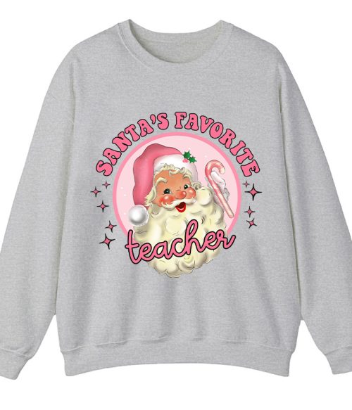 Santa's Favorite Teacher Pinky Winter Teacher Sweatshirt