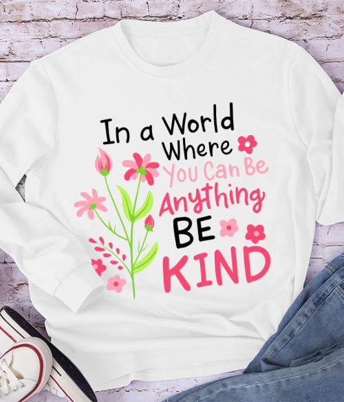 Be Kind Pink Flower Teacher Long Sleeve T-Shirt
