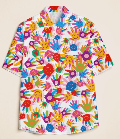 Colorful Love Palm Teacher Short Sleeve Shirt
