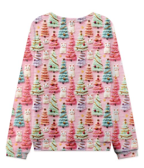 Christmas Cute Cat Teacher Cable Knit Sweatshirt