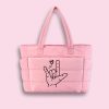 Sign Language Love Needs No Words Teacher Puffy Tote Bag