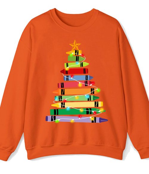 Crayons Tree Colored Ligths Teacher Sweatshirt