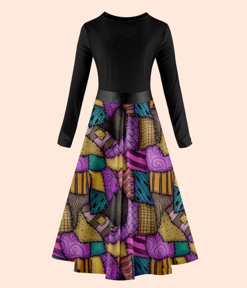 Halloween Rag Collage Style Teacher Long Sleeve Dress