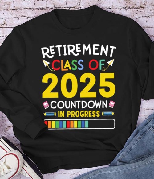 Personalized Countdown On Progress Retirement Teacher Long Sleeve T-Shirt