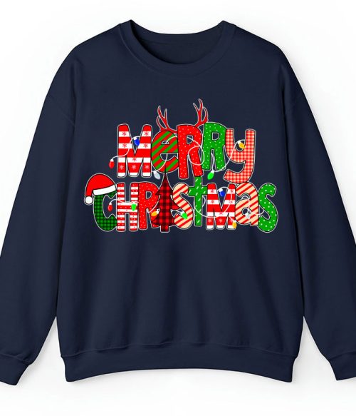 Merry Christmas With Rich Pattern Teacher Sweatshirt