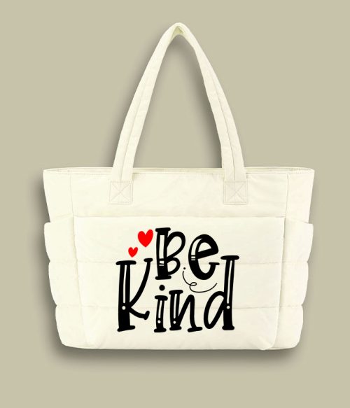 Be Kind Red Heart Teacher Puffy Tote Bag