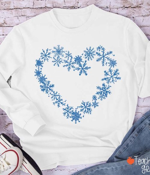 Snowflakes Heart TeacherLong Sleeve T-Shirt