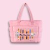 Personalized Name Colored Pencil Flowers Teacher Puffy Tote Bag