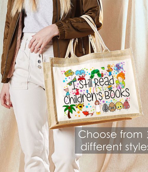 Let's Read Books Together Teacher Jute Lunch Bag
