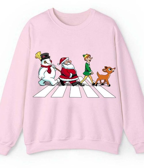 Santa Claus And His Friends Crossing The Road Teacher Sweatshirt