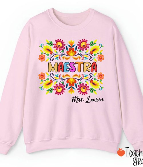 Personalized Name Maestra Teacher Sweatshirt
