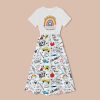 Personalized Name Rainbow Apple Teacher One Piece Dress