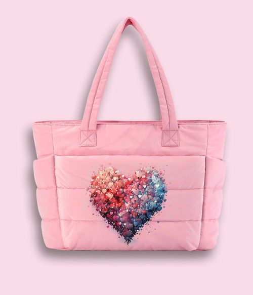 Bubble Heart Teacher Puffy Tote Bag