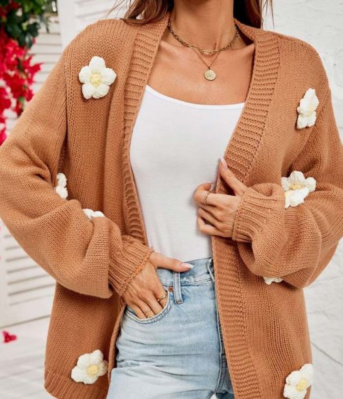 Women's Loose Flower Cardigan Sweater