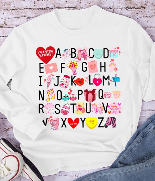 Valentine Alphabet Teacher Long Sleeve T-Shirt