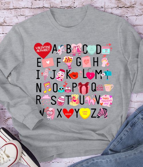 Valentine Alphabet Teacher Long Sleeve T-Shirt