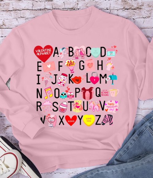 Valentine Alphabet Teacher Long Sleeve T-Shirt