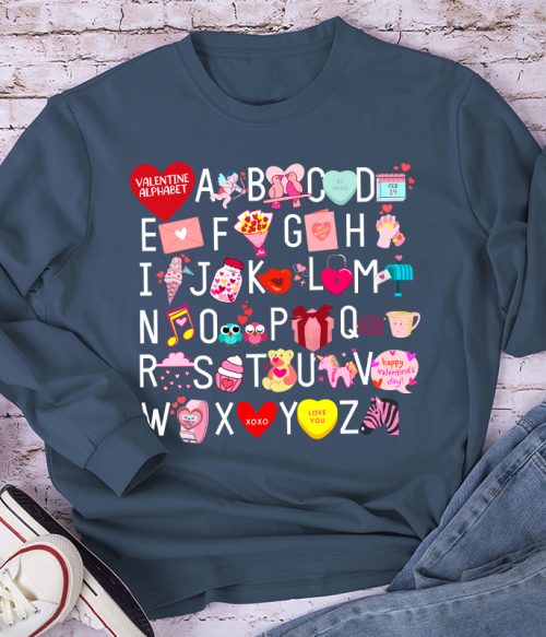 Valentine Alphabet Teacher Long Sleeve T-Shirt