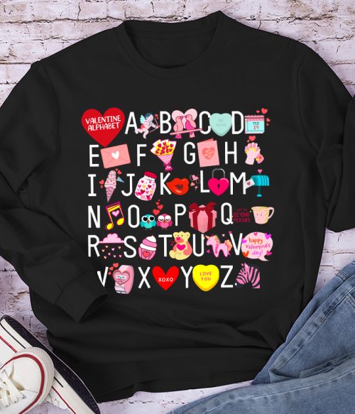 Valentine Alphabet Teacher Long Sleeve T-Shirt