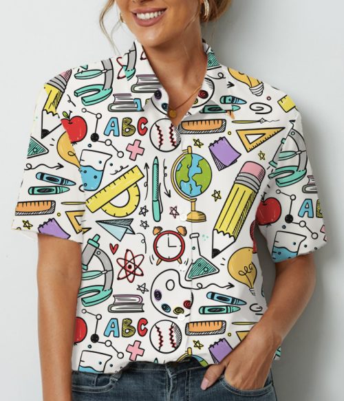Colorful Teaching Supplies Teacher Short Sleeve Shirt