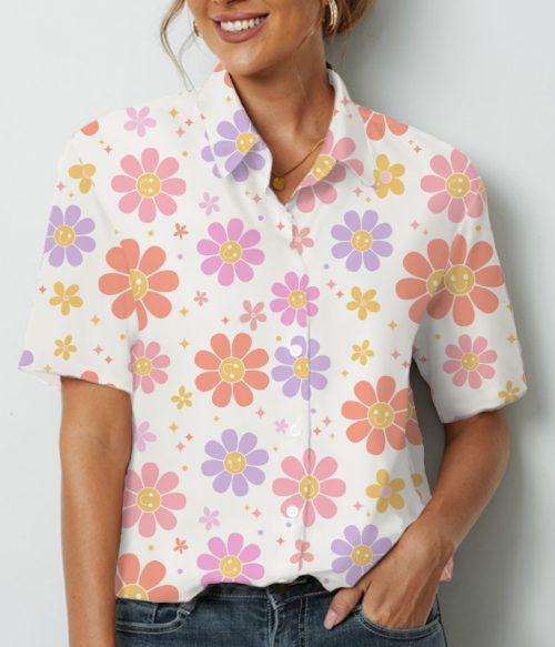 Happy Sun Flower Teacher Short Sleeve Shirt