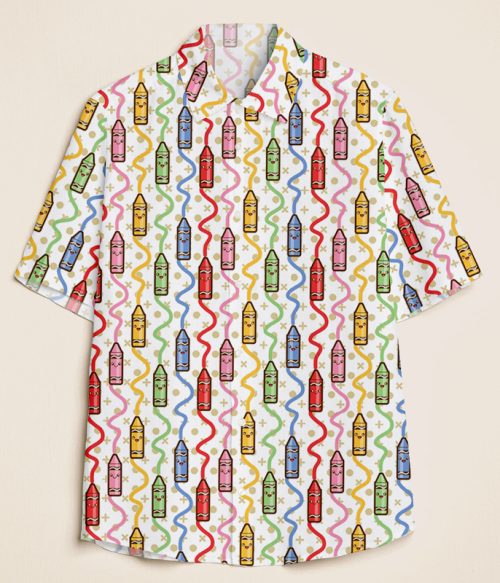 Colored Crayons Teacher Short Sleeve Shirt