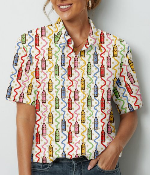 Colored Crayons Teacher Short Sleeve Shirt