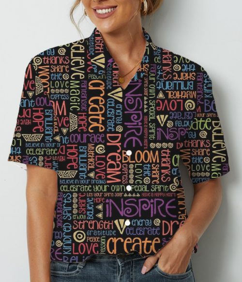 Create Inspire Love Peace Teacher Short Sleeve Shirt