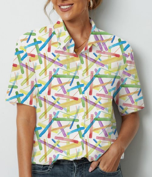 Summer Fresh Color Bar Teacher Short Sleeve Shirt