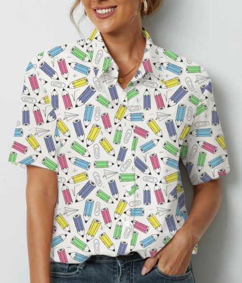 Colorful Pencils Teacher Short Sleeve Shirt