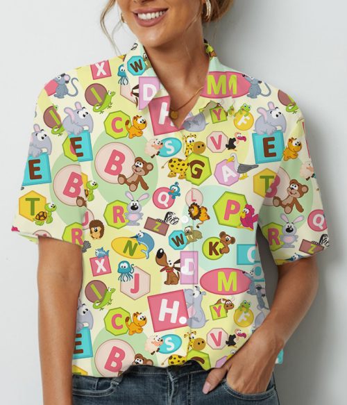Alphabet Cartoon Teacher Short Sleeve Shirt