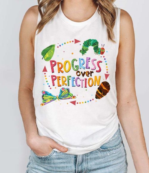 Teacher Progress Over Perfection Teacher Tank Top