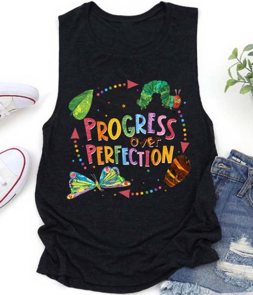 Teacher Progress Over Perfection Teacher Tank Top