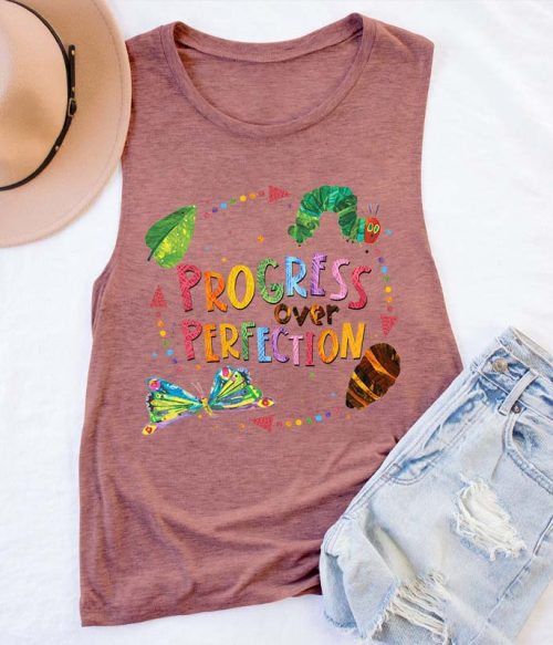 Teacher Progress Over Perfection Teacher Tank Top