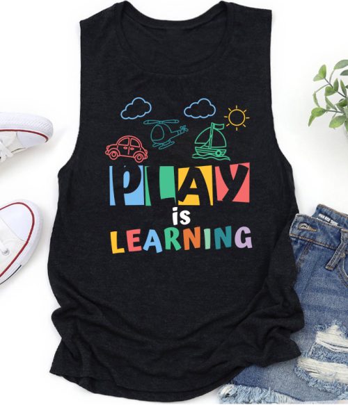 Play Is Learning Cartoon Teacher Tank Top