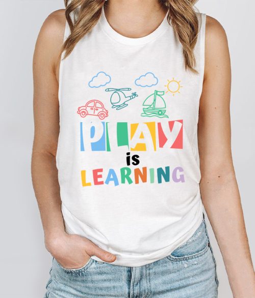 Play Is Learning Cartoon Teacher Tank Top